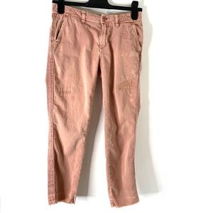J. Crew Dusty Rose Chino Pants Distressed Raw Hem Textured Panel